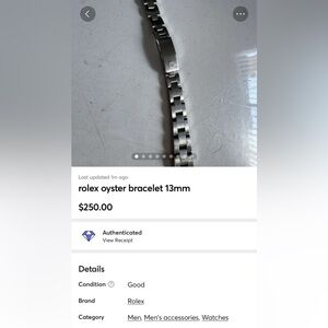 rolex oyster bracelet 13mm